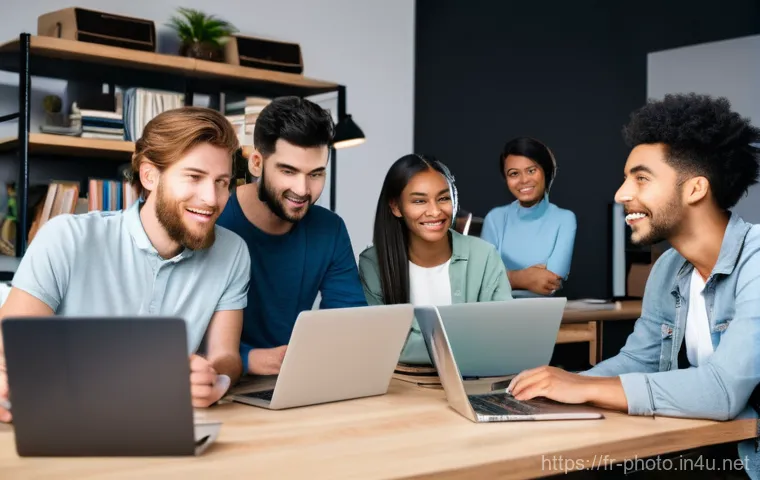 사진 자격증 취득 비용 절약 방법 - **Prompt:** A diverse group of young adults, dressed in comfortable but modest casual wear, gathered...