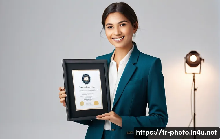 사진 자격증 관련 학습 자료 무료 다운로드 - **Professional Photographer Showcasing Expertise:**
    A confident female photographer in her late ...