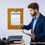 사진 자격증의 유효기간 및 연장 방법 - A professional French photographer in a modern studio setting, reviewing a certificate of photograph...