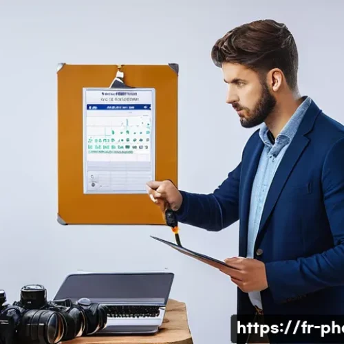 사진 자격증의 유효기간 및 연장 방법 - A professional French photographer in a modern studio setting, reviewing a certificate of photograph...